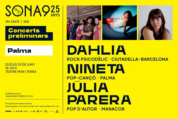 25a edició del concurs SONA9 de música emergent - CONCERTS PRELIMINARS